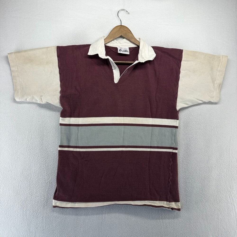 Vintage Halbro Rugby Shirt men's 42 Medium Red Texas A&M Colors Aggies Thick 90s